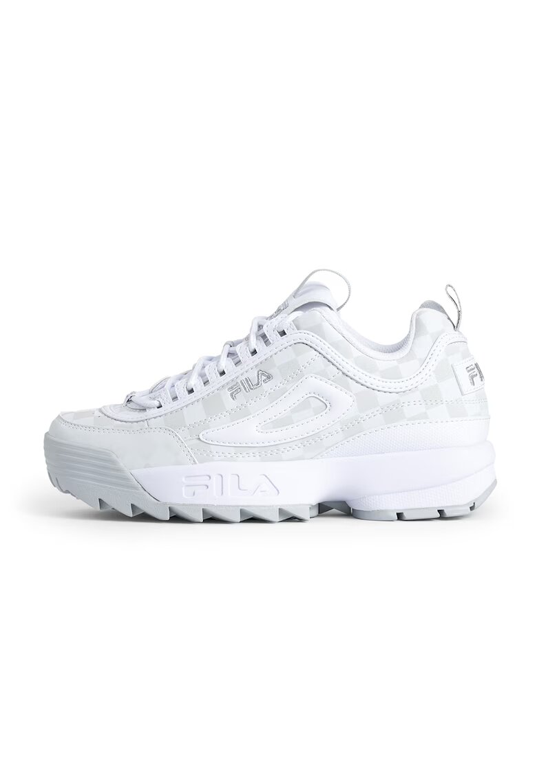 FILA Pantofi sport Disruptor de piele ecologica cu logo brodat - Alb/Gri cenusiu