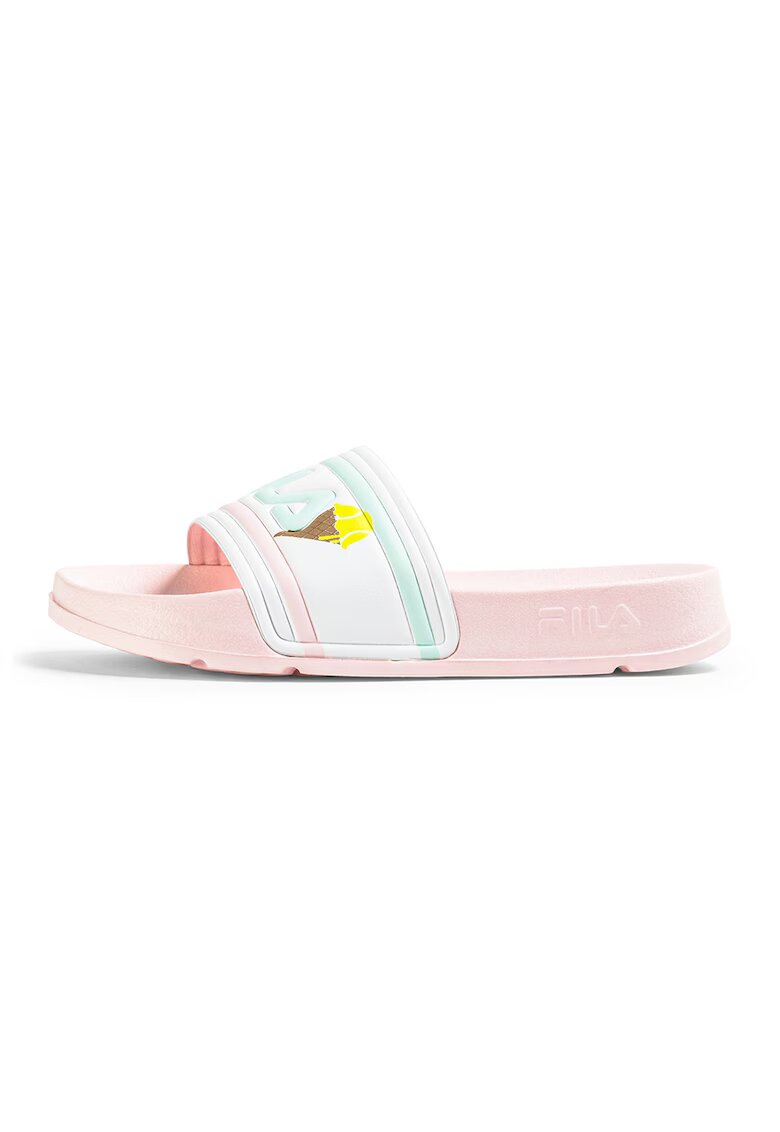 FILA Papuci cu imprimeu logo Morro Bay - Maro/Galben pai/Albastru glaciar/Roz pal