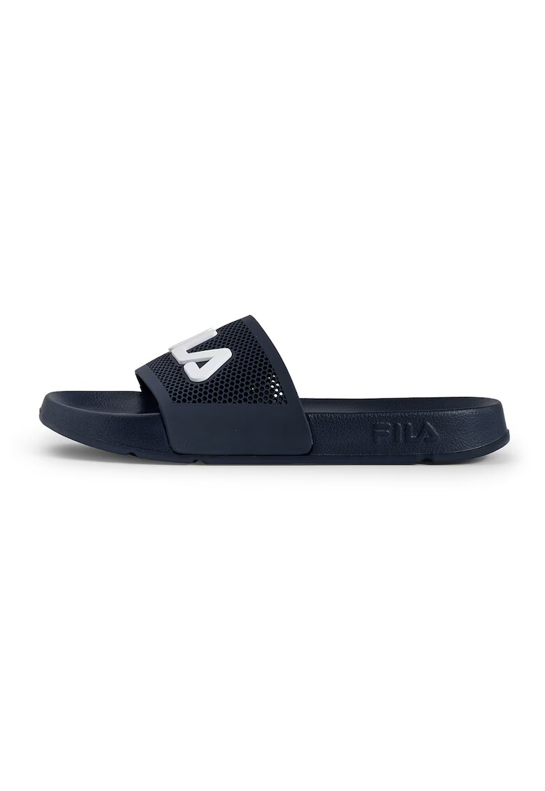 FILA Papuci cu logo - Alb/Albastru ultramarin