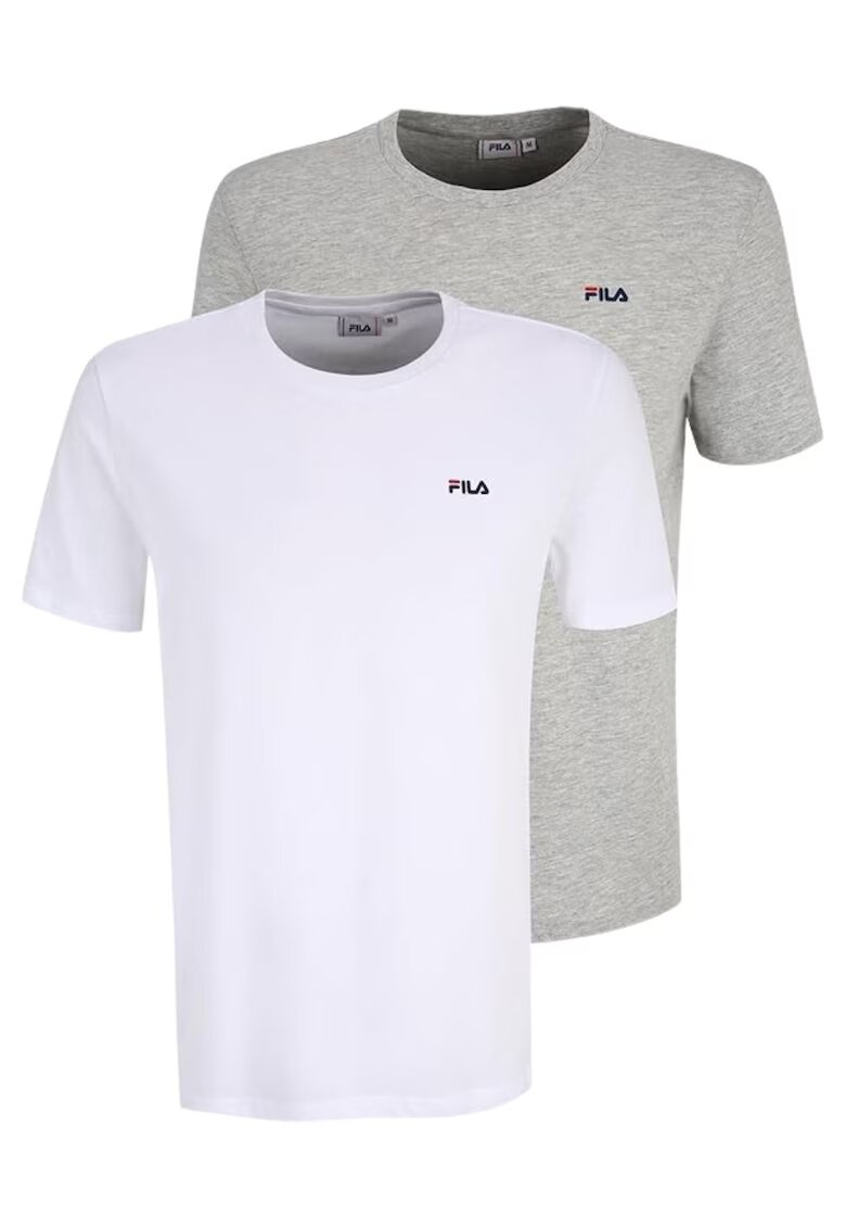 FILA Set 2 tricouri barbati - Bumbac - Alb/Gri - Alb/Gri