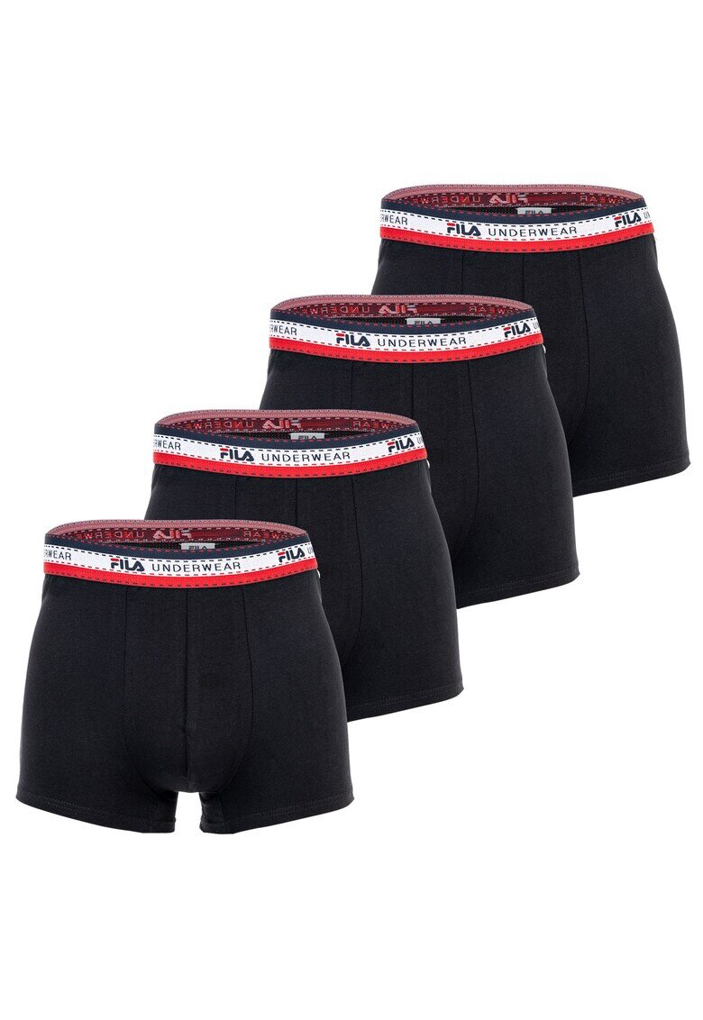 FILA Set de boxeri cu banda logo in talie - 4 perechi - Negru