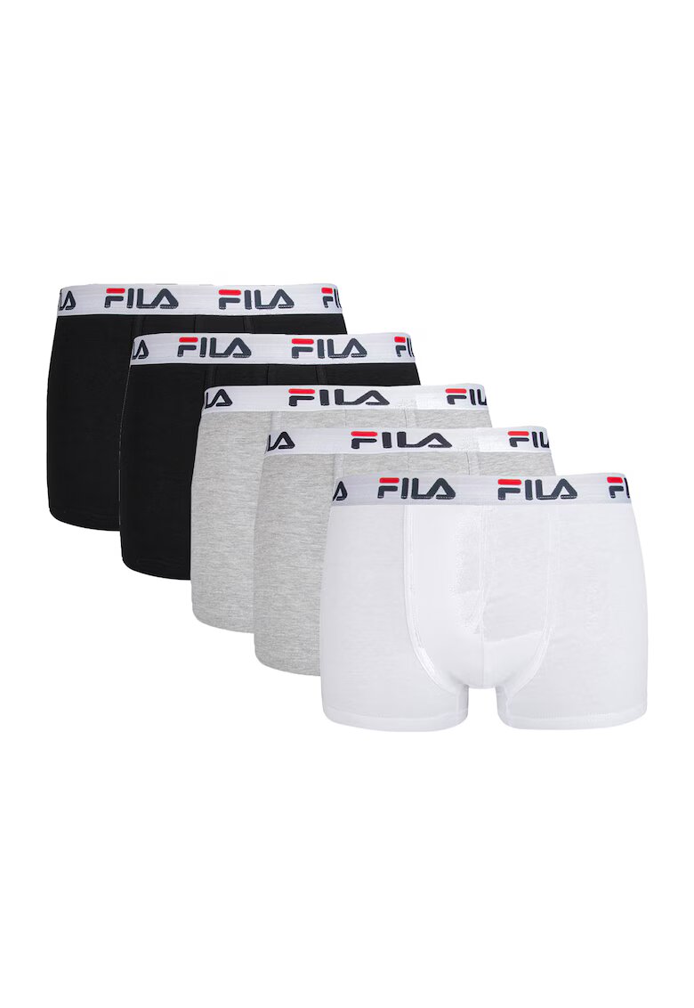 FILA Set de boxeri cu banda logo in talie - 5 perechi - Alb/Negru/Gri
