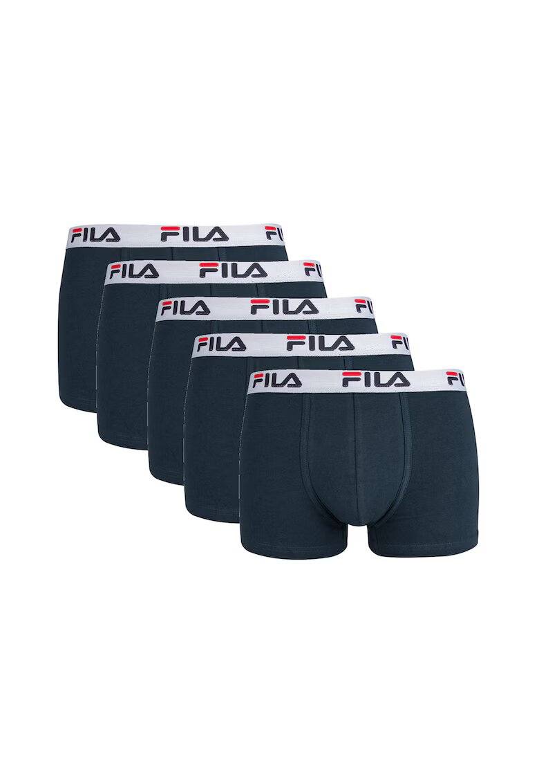 FILA Set de boxeri cu banda logo in talie - 5 perechi - Albastru
