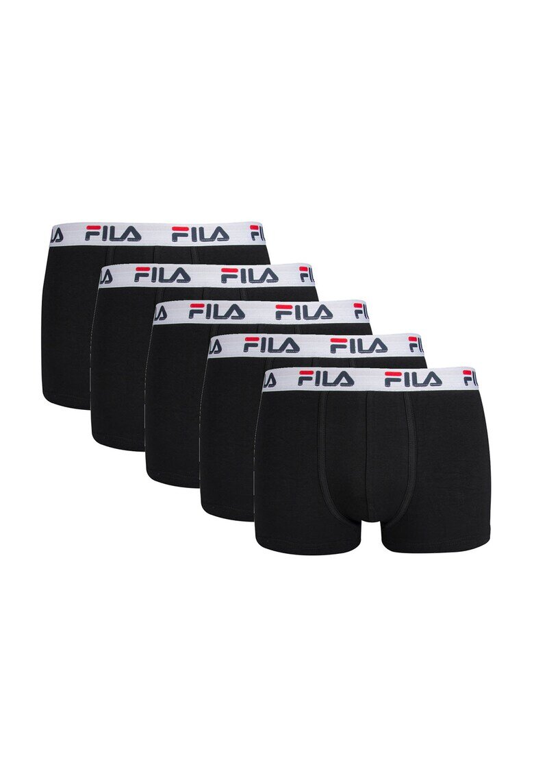 FILA Set de boxeri cu banda logo in talie - 5 perechi - Negru