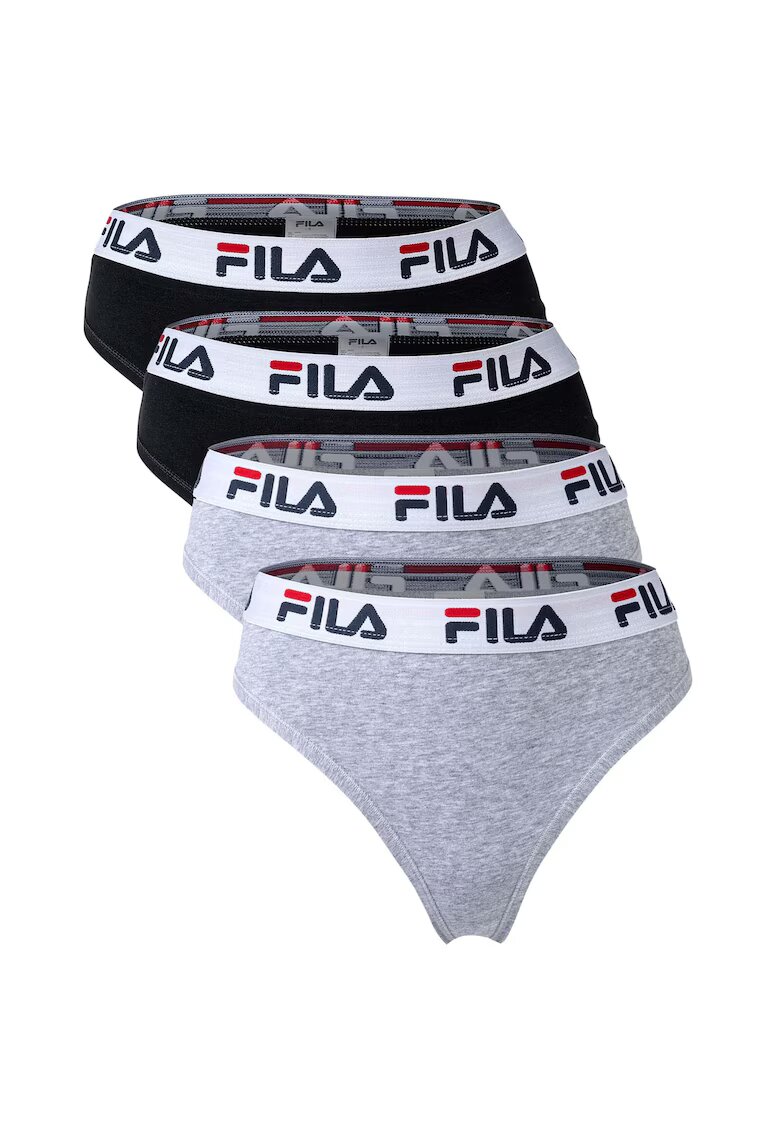 FILA Set de chiloti brazilieni - 4 perechi - Negru/Gri