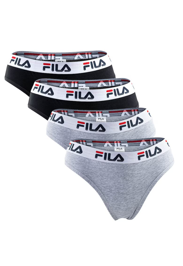 FILA Set de chiloti brazilieni uni - 4 perechi - Negru/Gri