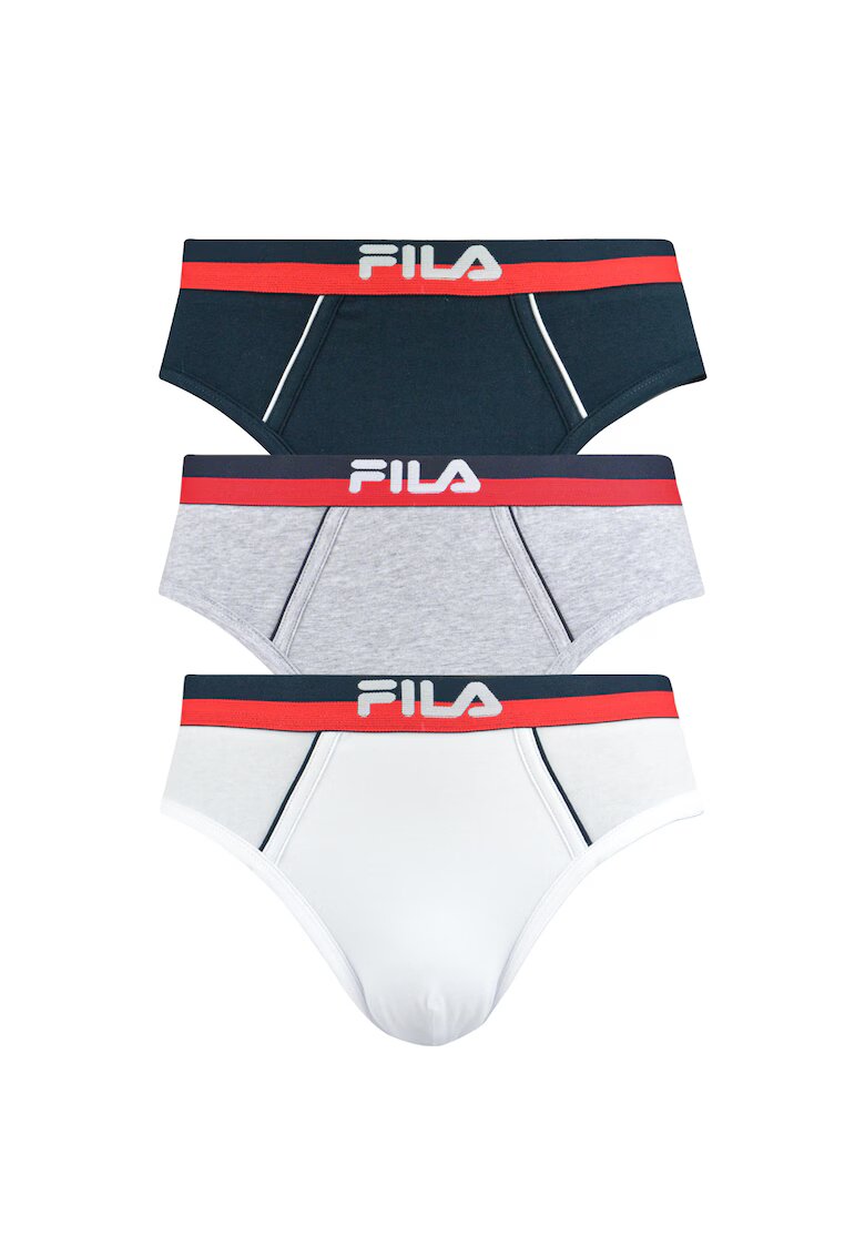 FILA Set de chiloti cu banda logo in talie - 3 perechi - Alb/Gri/Bleumarin
