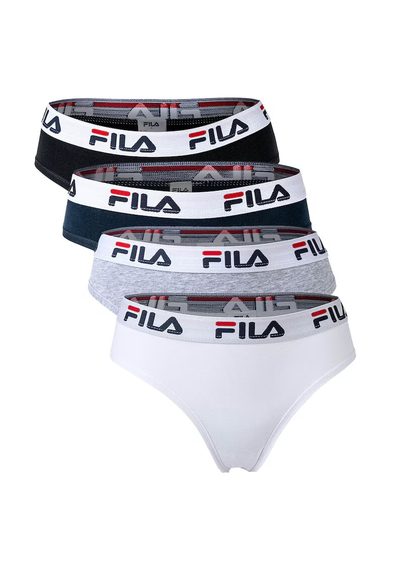 FILA Set de chiloti cu banda logo in talie - 4 perechi - Alb/Negru/Gri/Bleumarin
