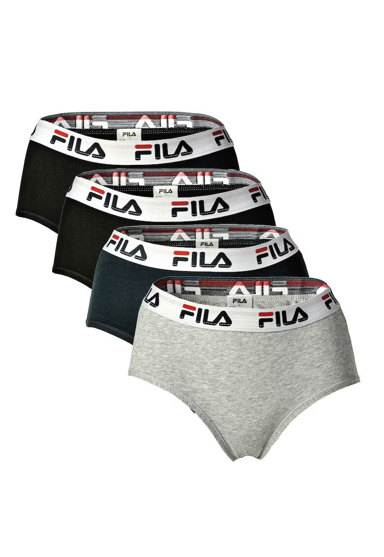 FILA Set de chiloti hipster cu talie inalta - 4 perechi - Negru/Gri/Bleumarin