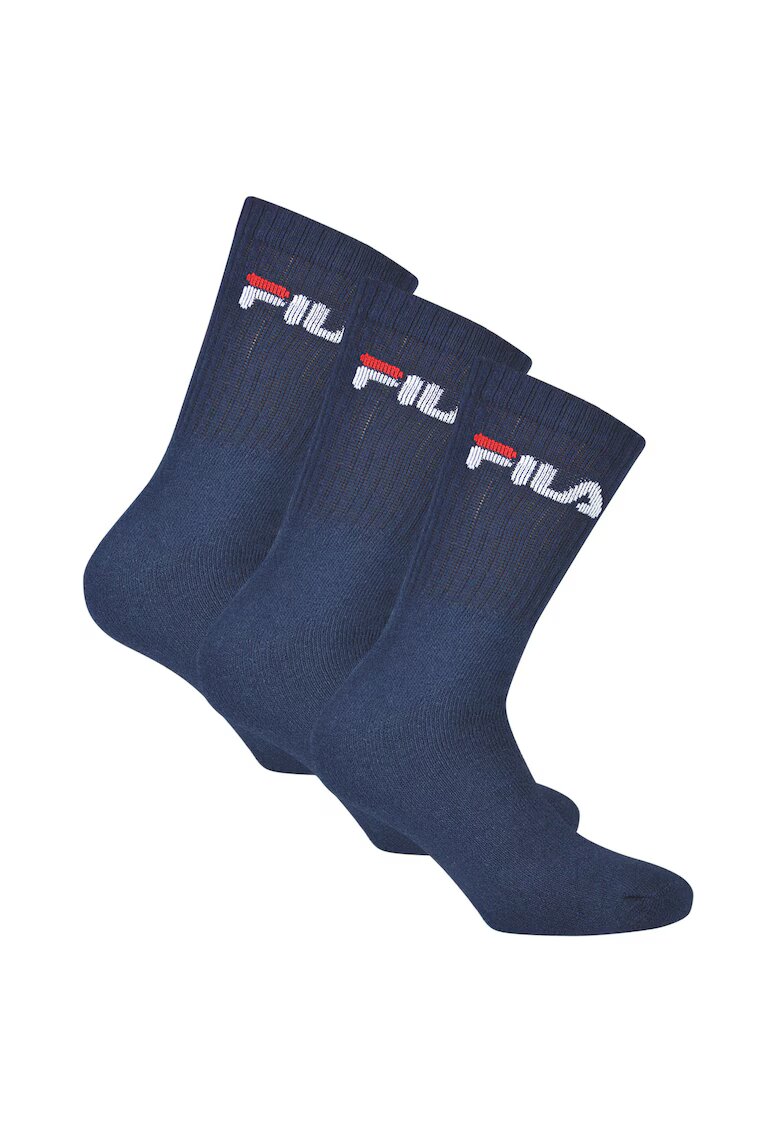 FILA Set de sosete lungi unisex cu imprimeu logo - 3 perechi - Bleumarin