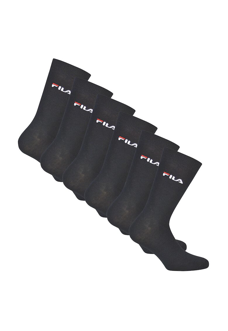 FILA Set de sosete lungi unisex cu imprimeu logo - 6 perechi - Albastru