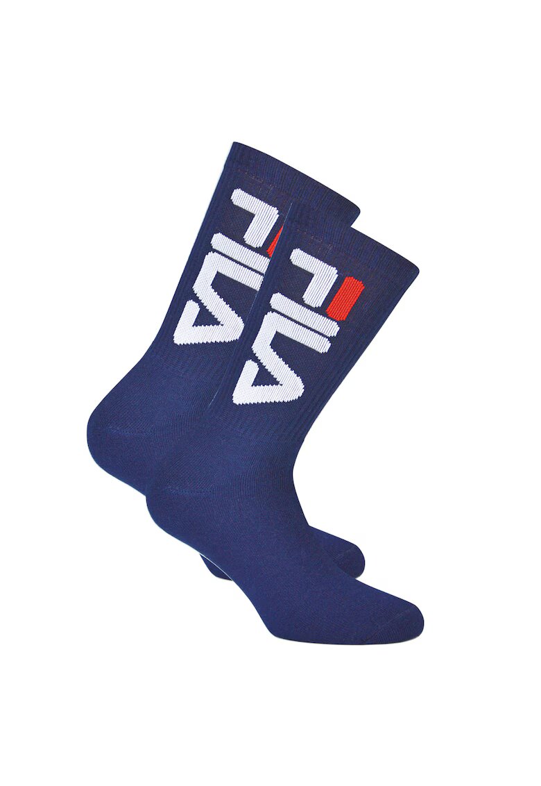 FILA Set de sosete lungi unisex cu logo - 2 perechi - Albastru