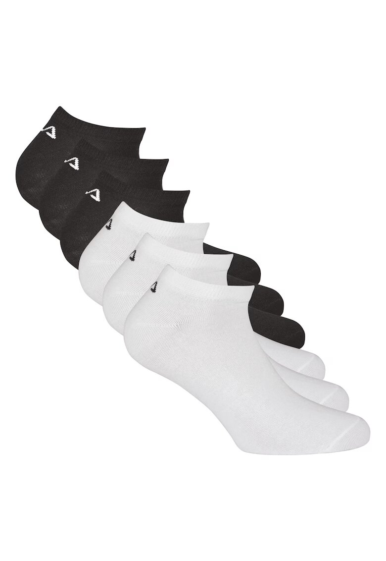 FILA Set de sosete pana la glezna unisex cu monograma discreta - 6 perechi - Alb/Negru