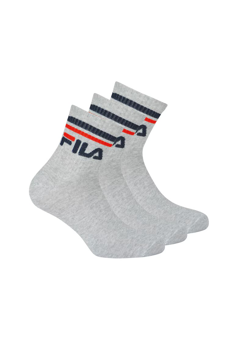 FILA Set de sosete scurte unisex cu logo - 3 perechi - Gri