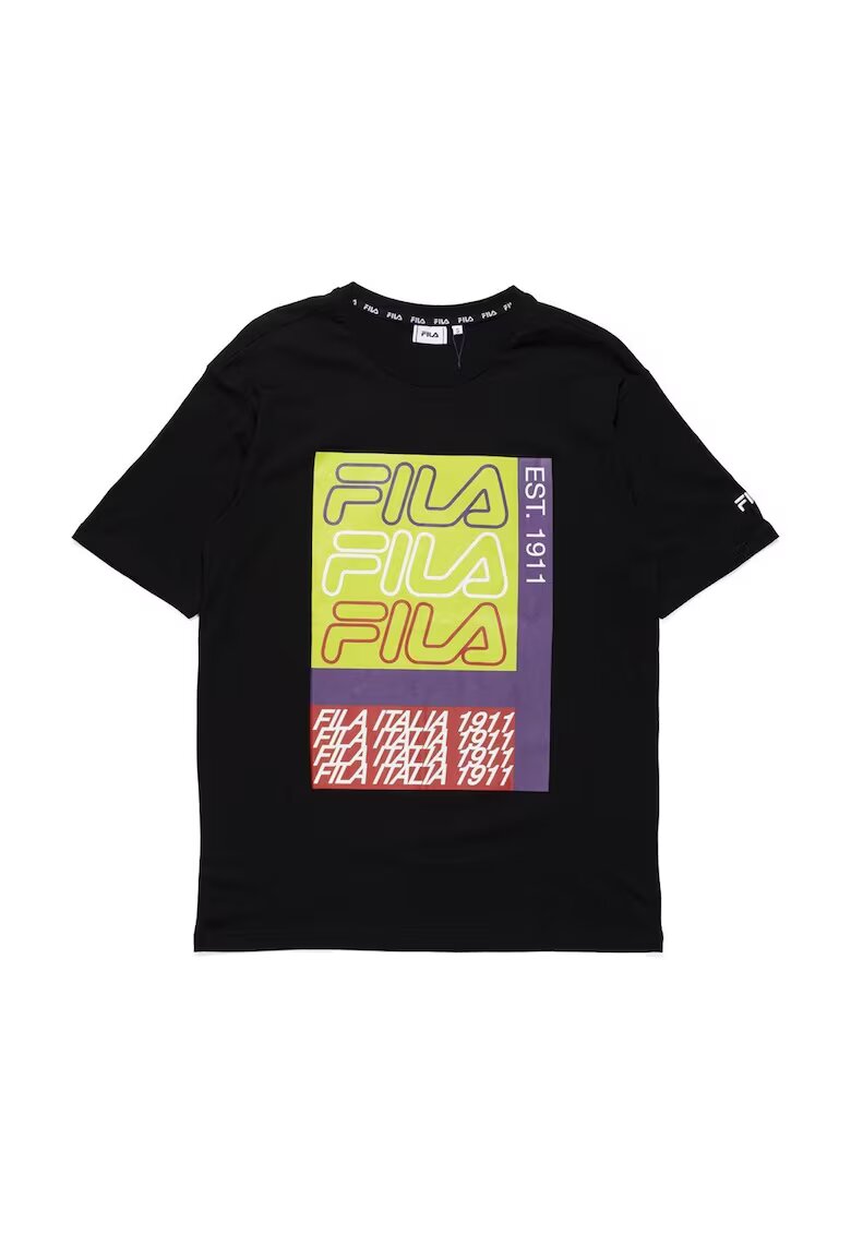 FILA Tricou barbati imprimeu special - negru - bumbac -