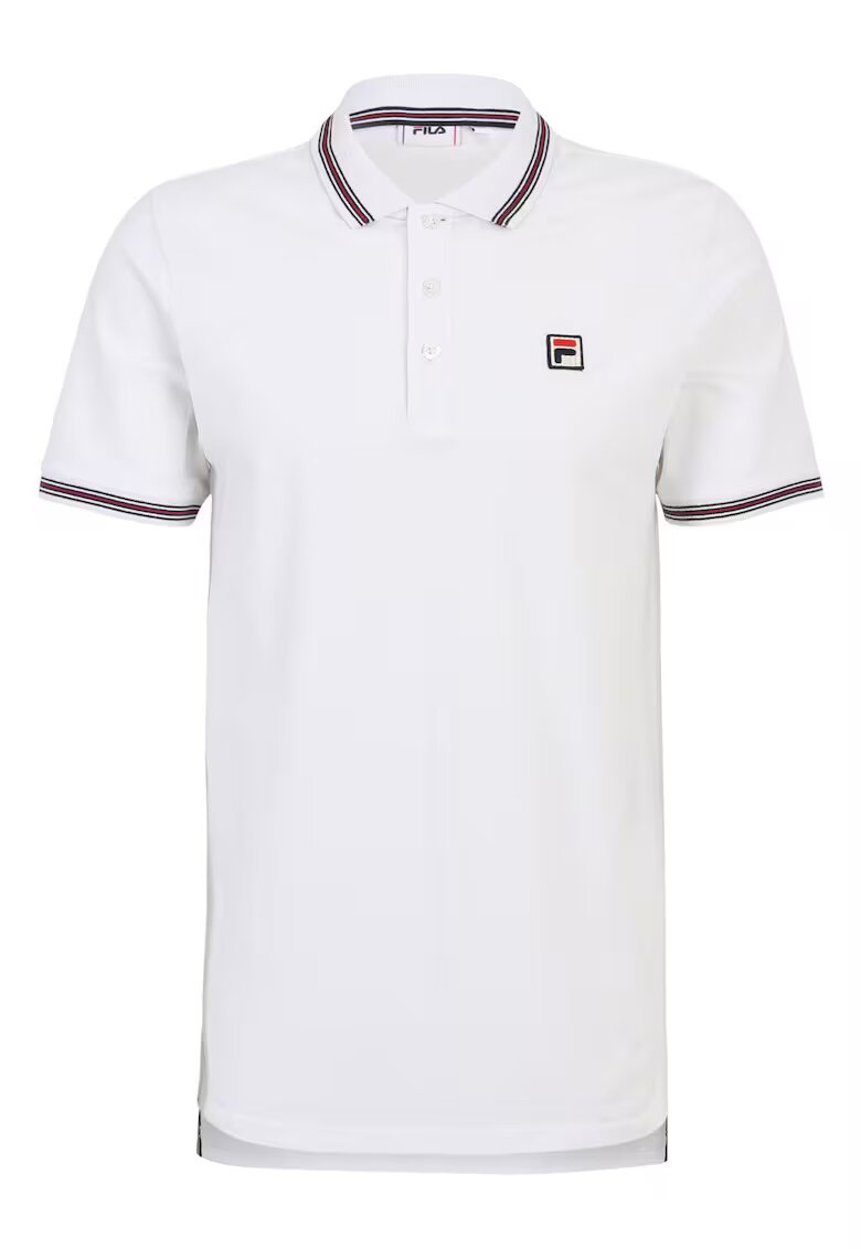 FILA Tricou polo barbati Lubbeek alb - bumbac - croiala regulata - guler cu trei nasturi