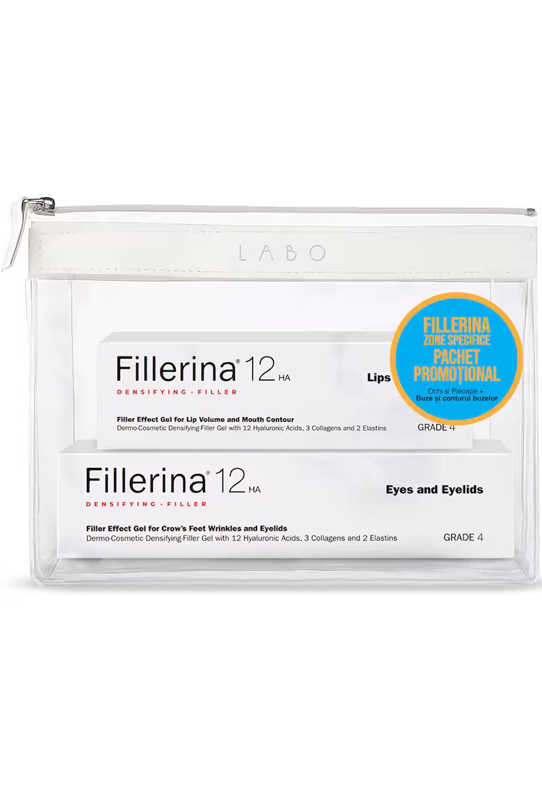 FILLERINA Pachet Tratament pentru ochi si pleoape 15 ml + Tratament pentru buze si conturul buzelor 7 ml Grad 4 12HA Filler -