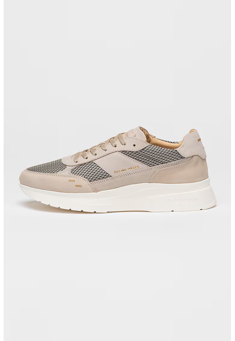 Filling Pieces Pantofi sport de piele cu insertii de plasa - Maro nisip