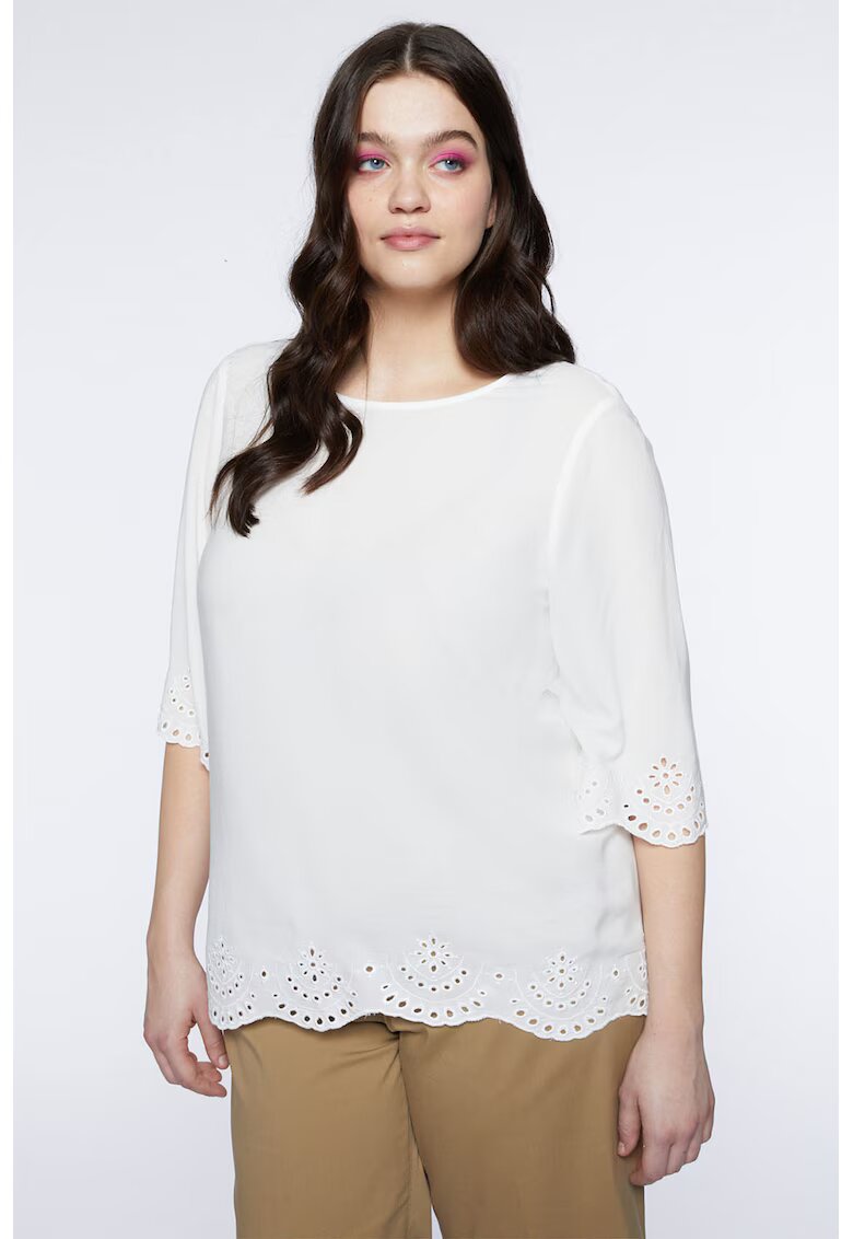Fiorella Rubino Bluza cu maneci 3/4 - Alb/Negru/Roz