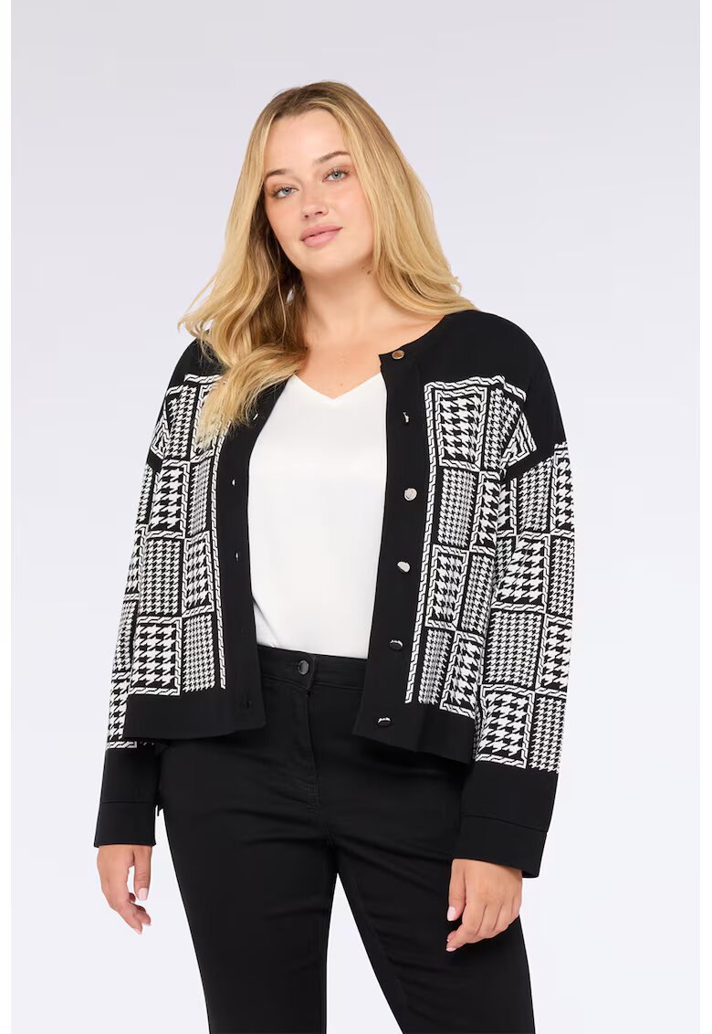 Fiorella Rubino Cardigan cu model si decolteu la baza gatului - Alb/Negru