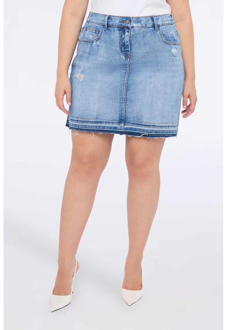Fiorella Rubino Fusta mini de denim cu talie inalta - Albastru deschis