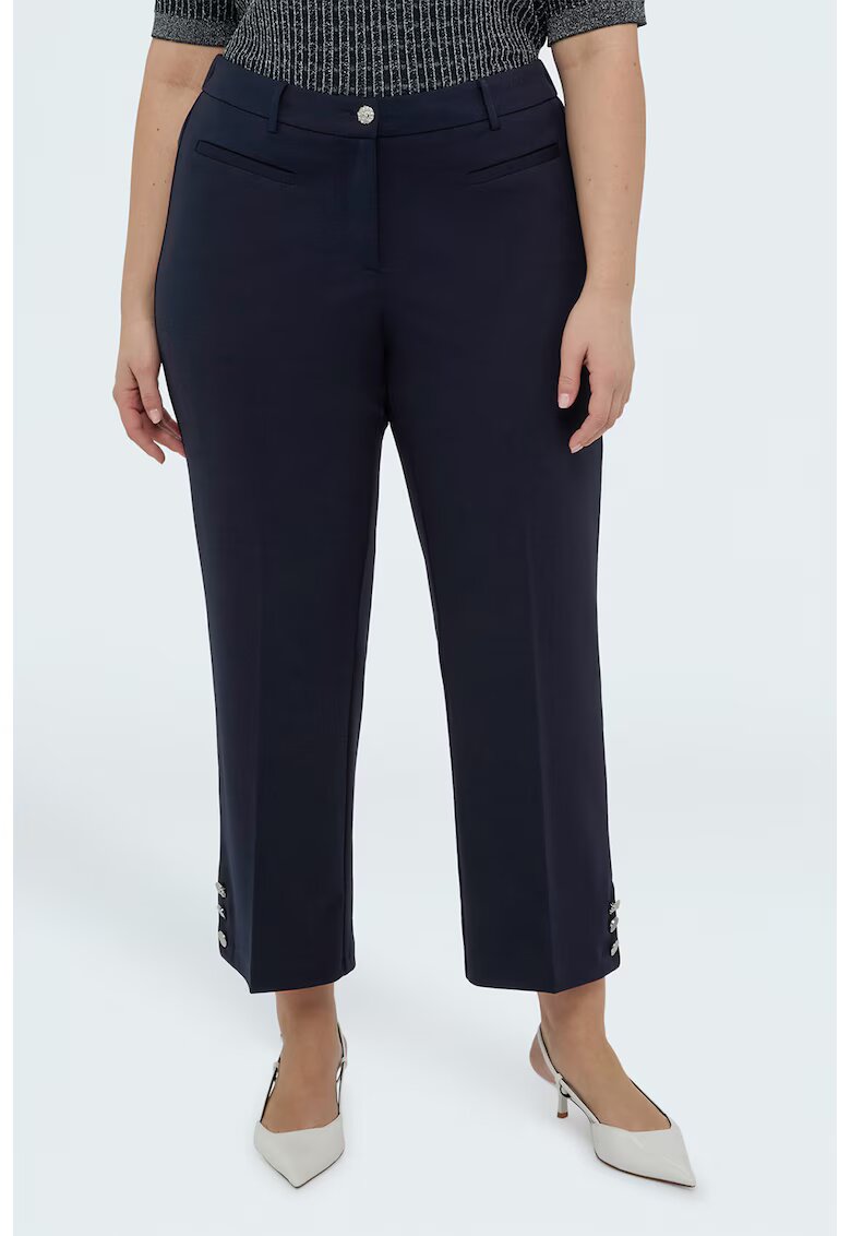 Fiorella Rubino Pantaloni crop cu talie inalta - Bleumarin