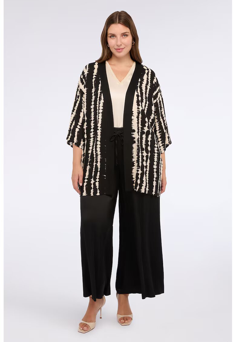Fiorella Rubino Pantaloni crop evazati cu snur - Negru