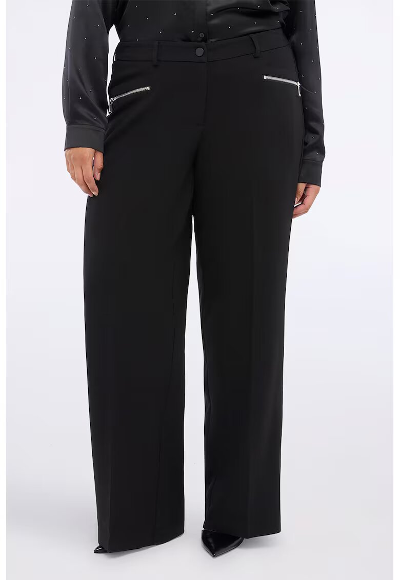 Fiorella Rubino Pantaloni drepti cu talie inalta - Negru
