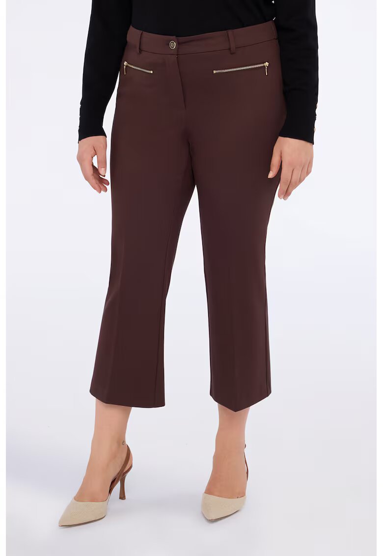 Fiorella Rubino Pantaloni kick-flared cu buzunare cu fermoar - Maro inchis