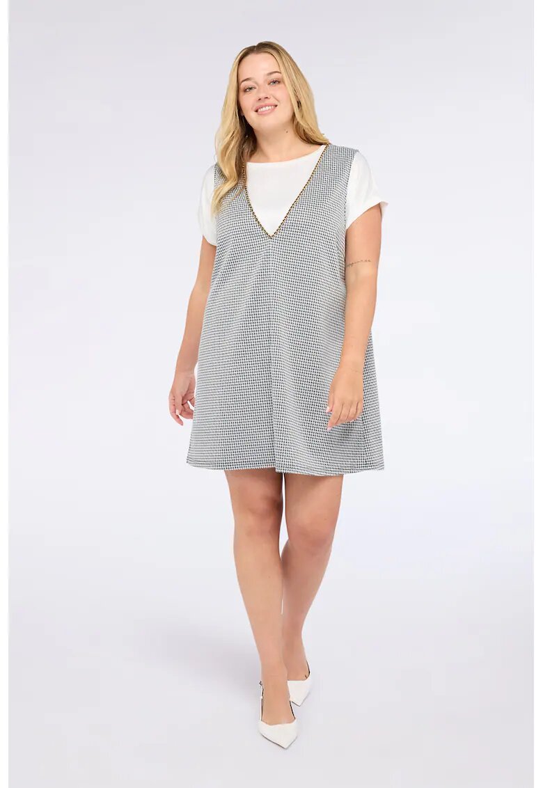 Fiorella Rubino Rochie mini cu model si decolteu in V - Gri deschis