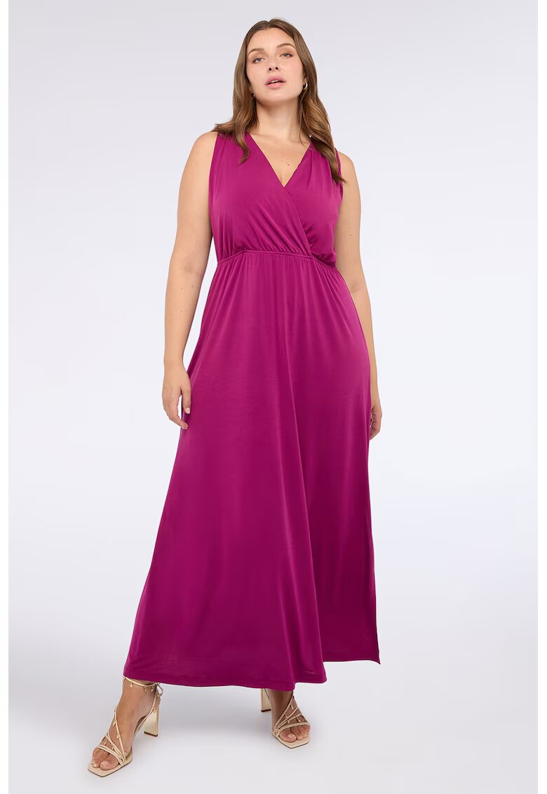 Fiorella Rubino Rochie uni cu decolteu in V - Fucsia