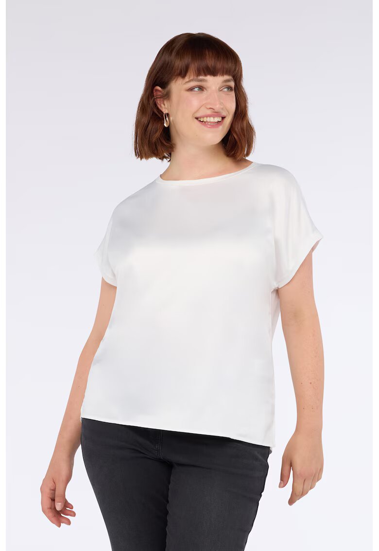 Fiorella Rubino Tricou cu partea frontala din satin - Alb