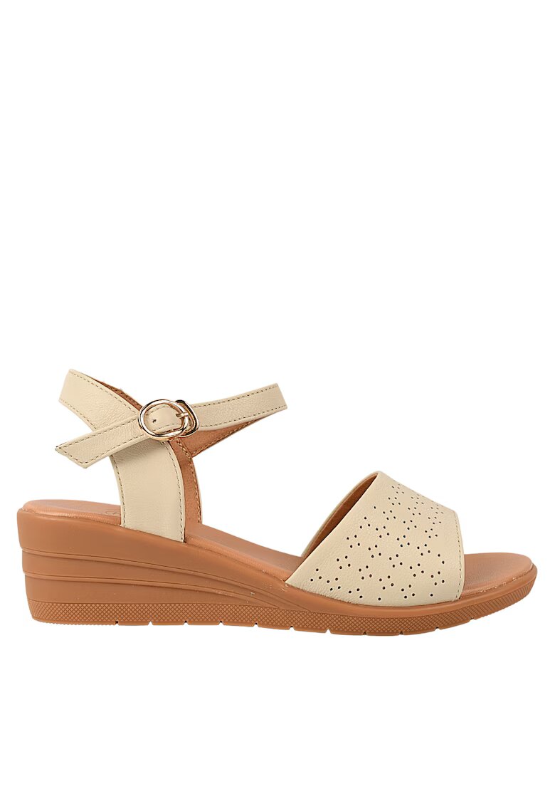 FORMAZIONE Sandale casual - dama - 50072 crem - piele naturala - platforma - Crem
