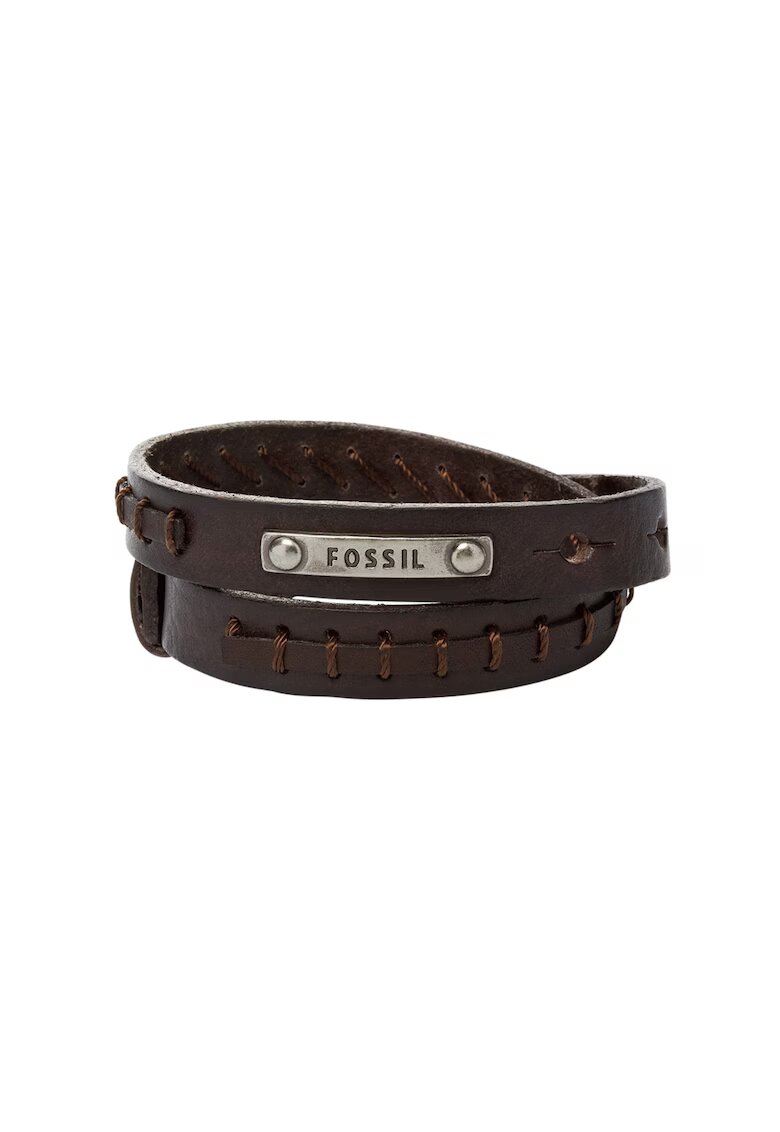Fossil Bratara de piele cu detaliu logo - Maro