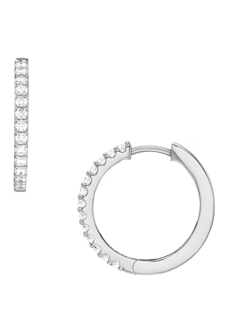 Fossil Cercei rotunzi cu zirconia - Argintiu