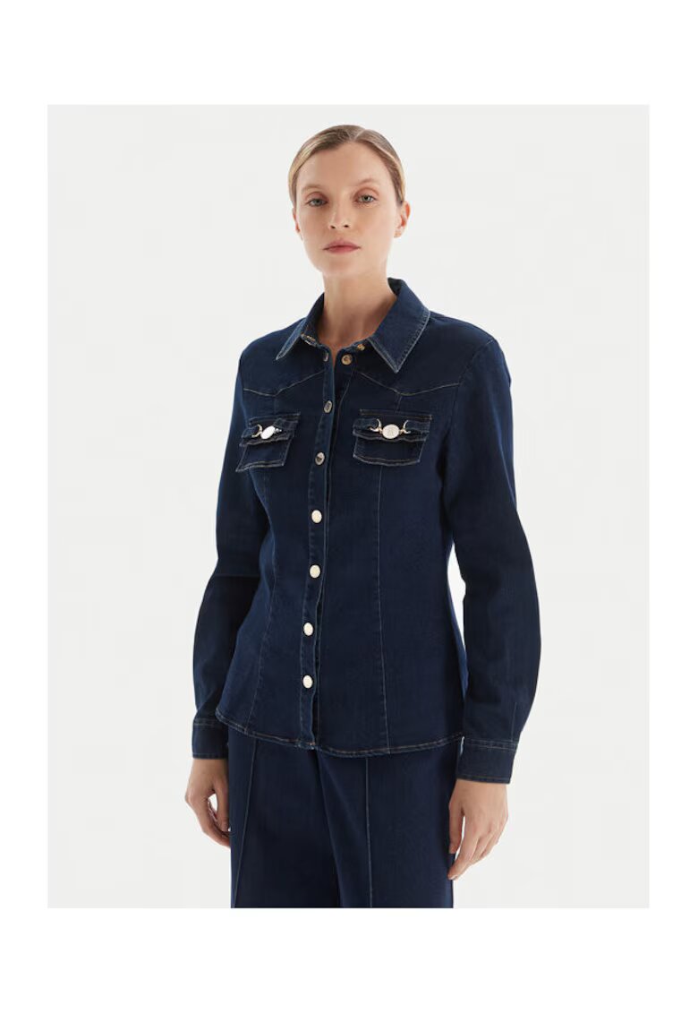 Fracomina Camasa din denim pentru femei bleumarin