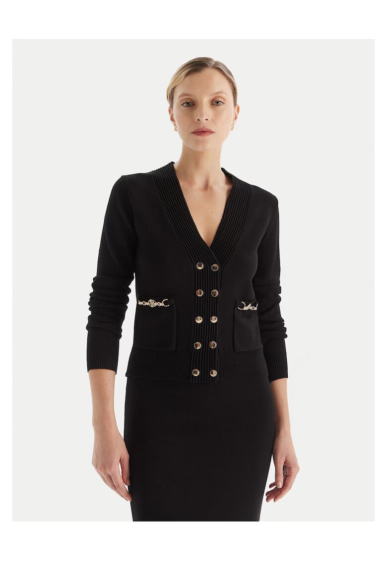Fracomina Cardigan dama negru - pulover elegant - material de calitate