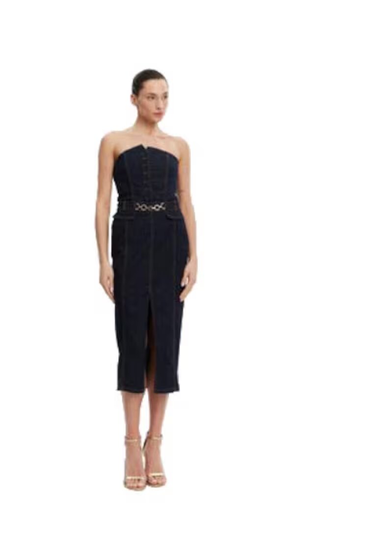 Fracomina Rochie L23 - bumbac - bleumarin - 98% bumbac - 2% elastan