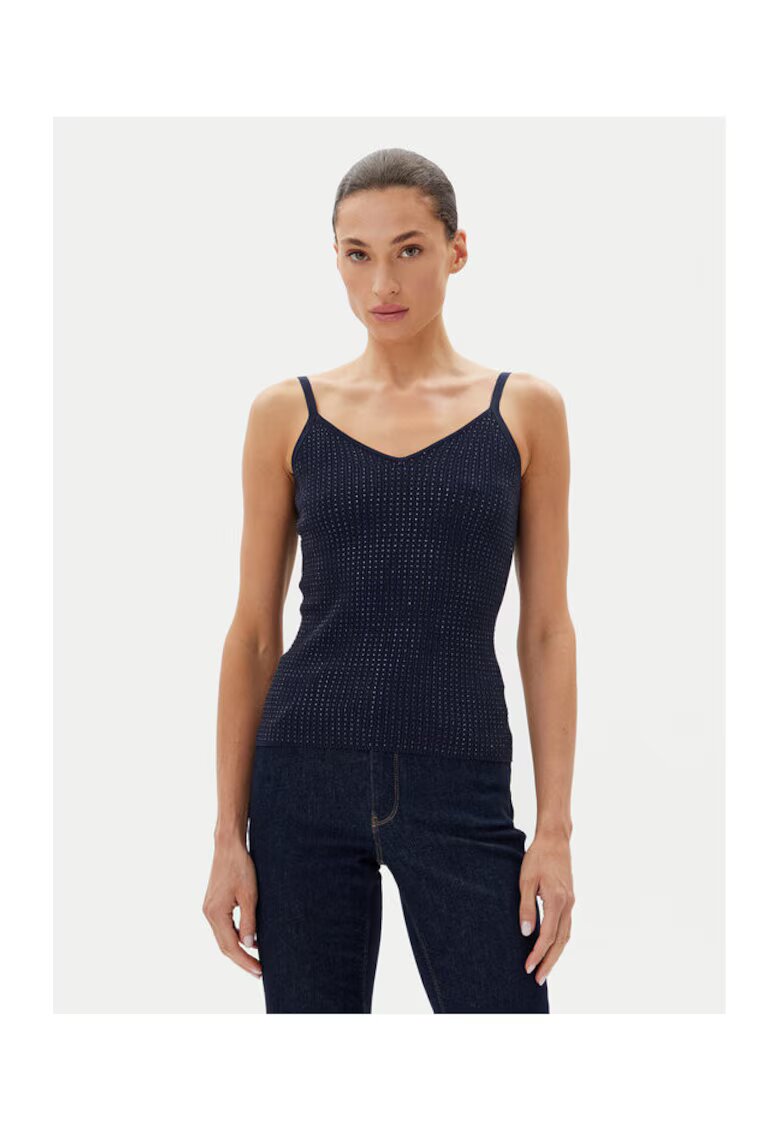 Fracomina Top dama FR25ST4006K410J9 - Viscoza/Poliamida - Bleumarin - Bleumarin