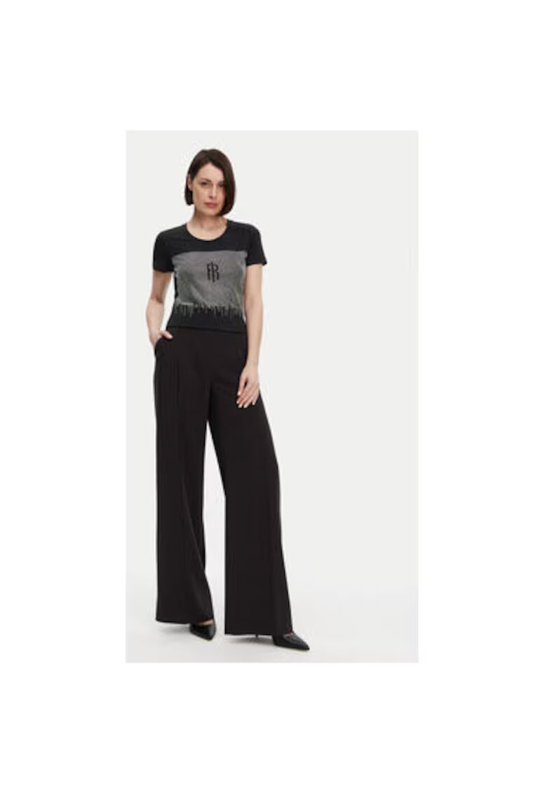 Fracomina Tricou dama - 305170934 - Modal/Bumbac/Elastan - Negru - Negru