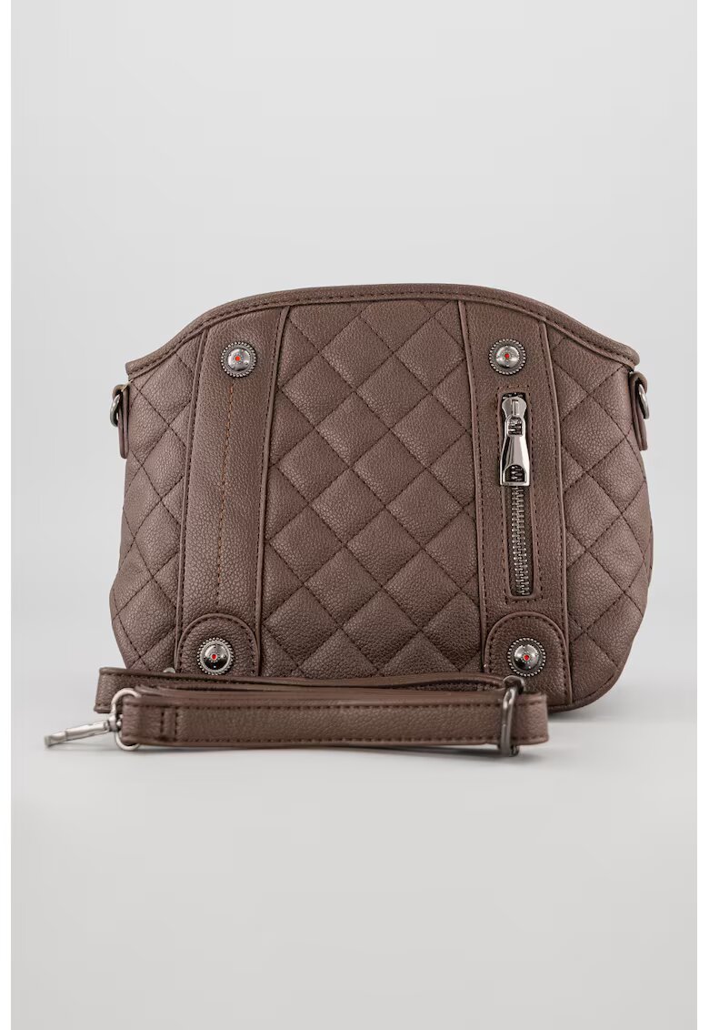 Francesca Rossi Geanta crossbody de piele ecologica cu bareta detasabila - Maro