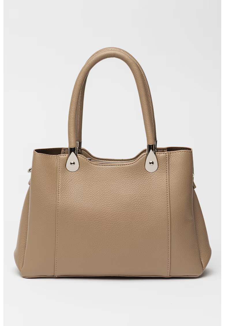 Francesca Rossi Geanta shopper de piele ecologica cu fermoar - Maro taupe