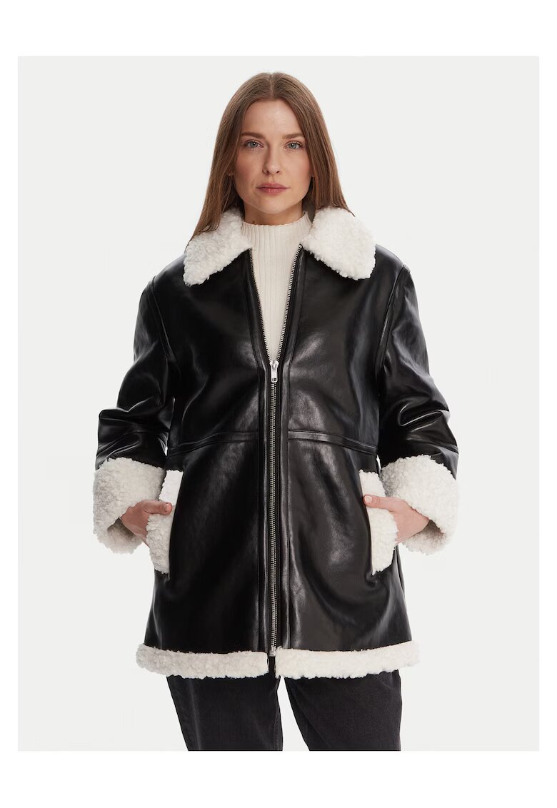 French Connection Jacheta imitatie piele pentru femei negru - Negru