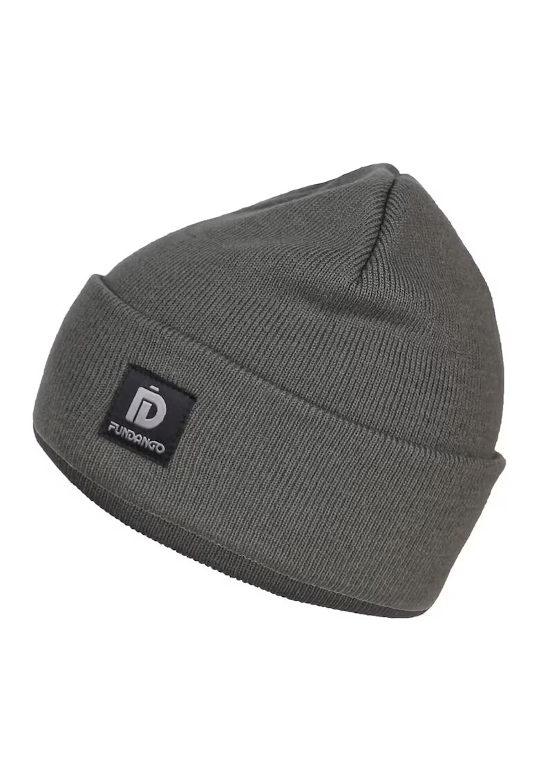 Fundango Caciula unisex tricotata fin cu logo brodat Nahu - Gri antracit