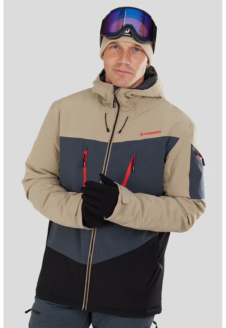 Fundango Jacheta cu model colorblock - pentru schi Privet Allmountain - Negru/Albastru prafuit/Maro nisip