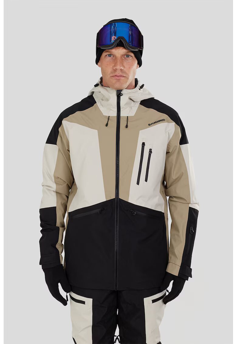 Fundango Jacheta impermeabila pentru ski Rigel 3L - Negru stins/Alb murdar/Bej deschis