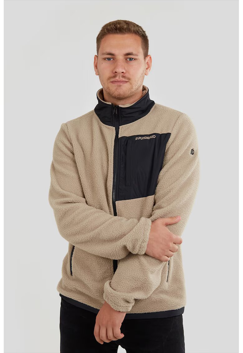 Fundango Jacheta regular fit din fleece Haven Hybrid - Maro nisip