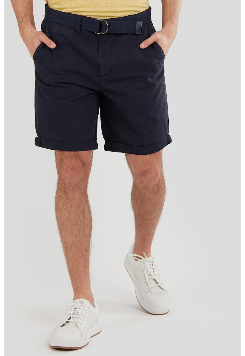 Fundango Pantaloni scurti chino cu croiala regular-fit si curea in talie North - Albastru ultramarin