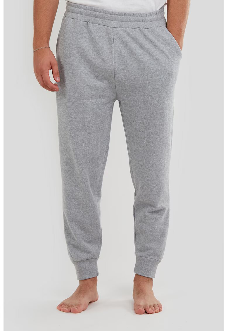 Fundango Pantaloni slim fit cu imprimeu logo pentru fitness Moris - Gri deschis melange