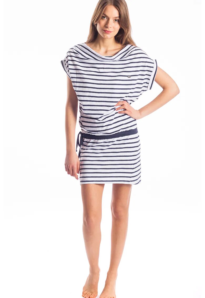 Fundango Rochie cu model in dungi Carina - Alb/Bleumarin
